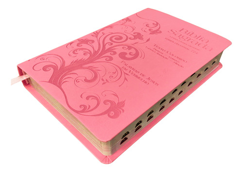 Biblia Rc Com Harpa 774 Hinos Letra Extra Gigante Texto Colorido Capa Luxo Rosa Claro Com Indice Lateral