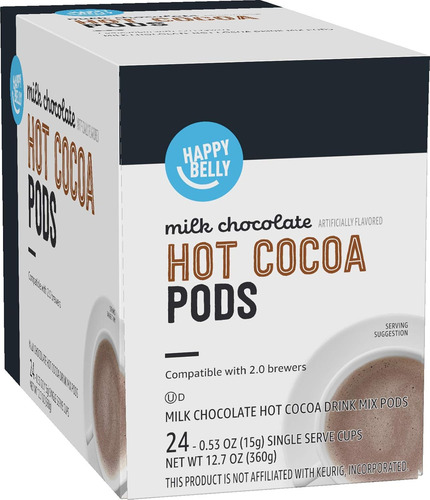 Amazon Brand - Happy Belly Hot Cocoa Pods, Milk Chocolate, 2