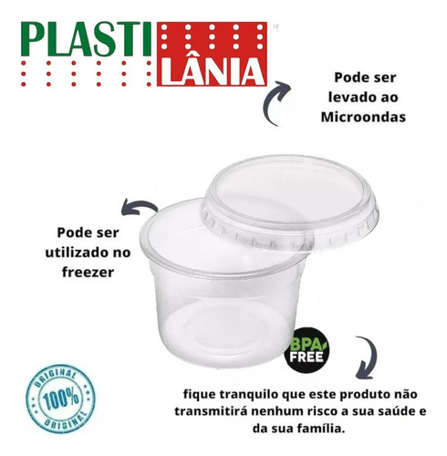 40un Pote Descartável Redondo 350ml Tampa Microondas Freezer