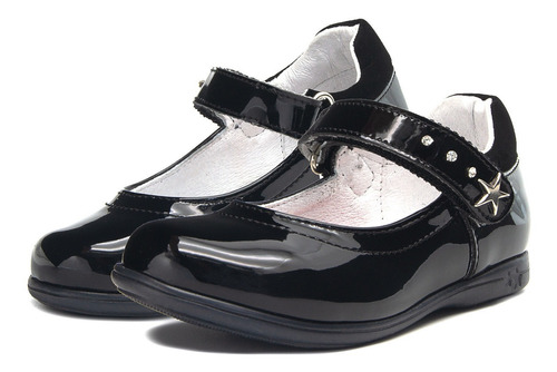 Zapato Escolar Chabelo Niña Moda Charol Negro 17.5-21