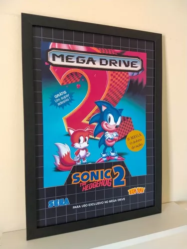 Quadro Sonic The Hedgehog 2 Br - Mega Drive - 33 X 45 Cm