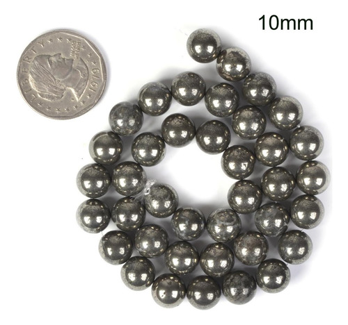 Pyrite 10 Mm Gemstone Redondeo Cuentas De Hilo Suelto Para
