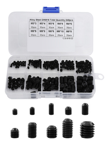 Surtido De 240 Tornillos Allen Cabeza Hexagonal Set Grub