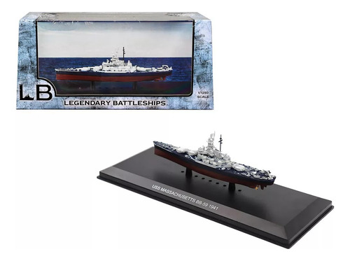 Barco Uss Massachusetts Die Cast Metal Esc 1:1250 Bb-59 Wwii Gris (Usado)