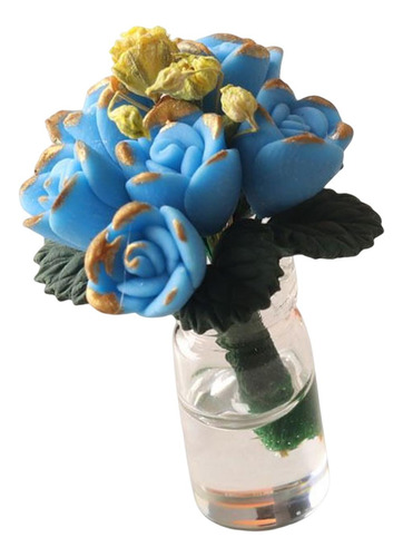 1/12 Miniatura Bonsái Planta Casa De Muñecas Azul Claro