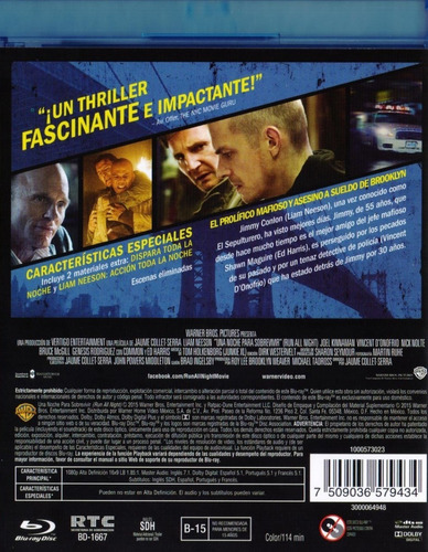 Una Noche Para Sobrevivir Run All Night Liam Neeson Blu-ray