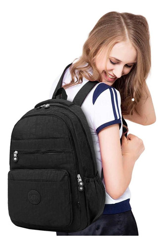 Mochila Feminina Volta As Aulas Escolar Casual Média Moda Cor Preta