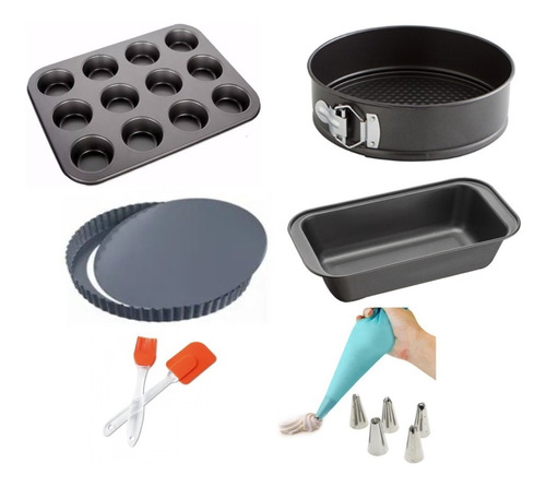 Kit Set Reposteria Moldes Antiadherente Horno Manga Picos 