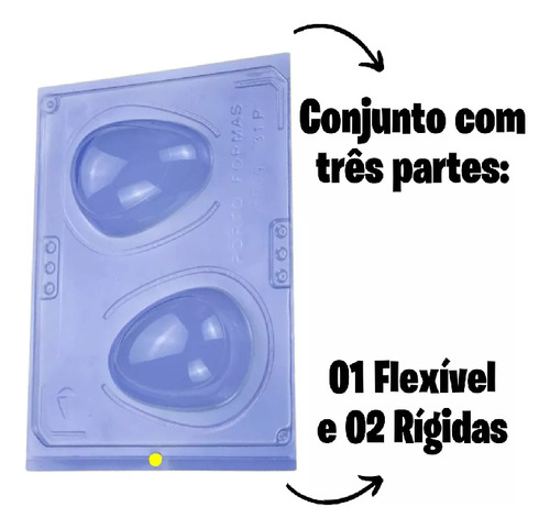 Forma Para Ovo De Páscoa Liso 100g 3 Partes Com Silicone