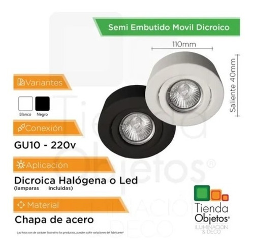 Imagen 2 de 7 de Plafon Semi Embutido Movil Dicroico Completo Led 7w 220v