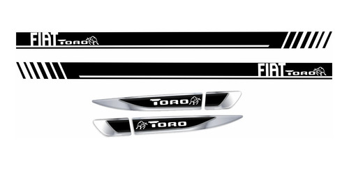 Kit Adesivo Lateral Fiat Toro + Emblema Cromado Kit02