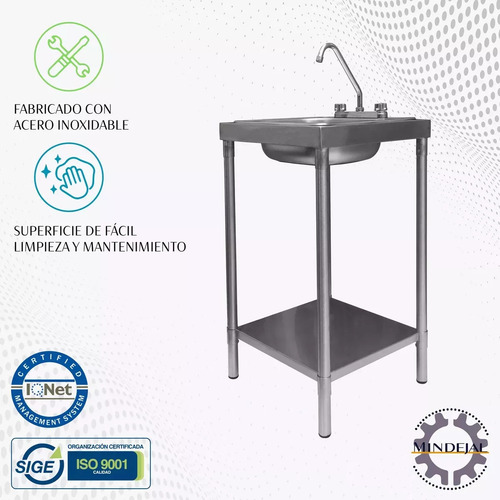 Charola Fregadero Una Tarja Y Maneral Inox Marca Mindejal S. Color Gris