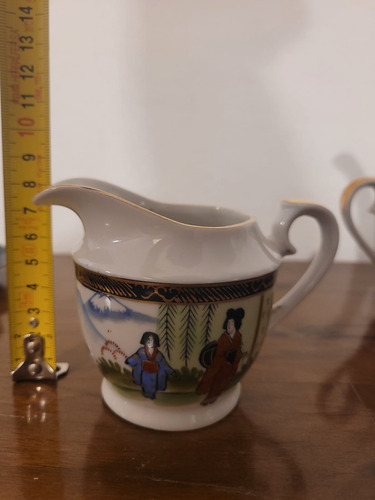 Juego De Te Café 11 Piezas Porcelana China Cascara De Huevo Blanco Dibujos (Usado)