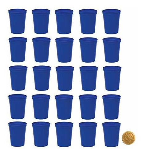 Royal Blue Plastic Party Cups, Pack Of 25, Blank 16 Oz Stadi