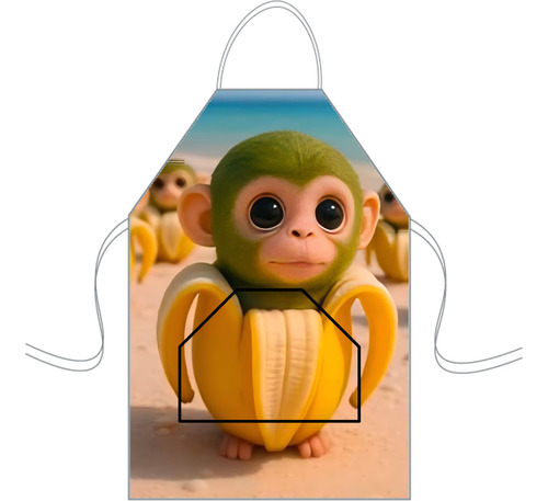 Delantal Cocina Mediano Para Niños Mini Chef Personalizado Chimpanzini Bananini Personalizado