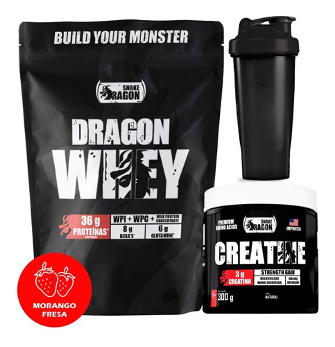 Kit Dragon Whey + Creatina Monohidratada Pote 300g + Coq