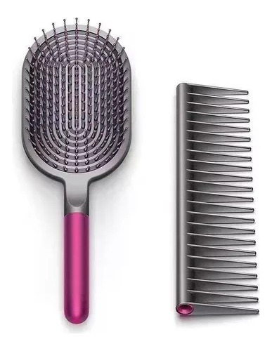 Set De Cepillo Paleta + Peineta Desenredante Anti Frizz Rosa