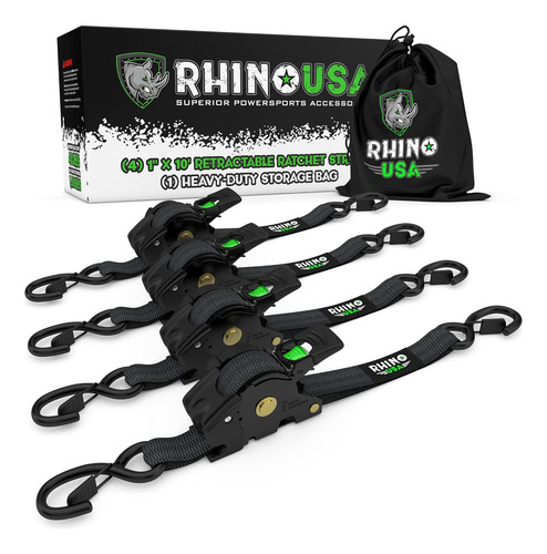 Correas De Amarre Con Trinquete Retráctil Rhino Usa (4 Unida