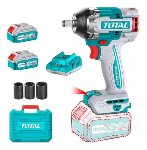 Taladro Pistola Llave Impacto 20v 2bat+ Carg Total Tiwli2050