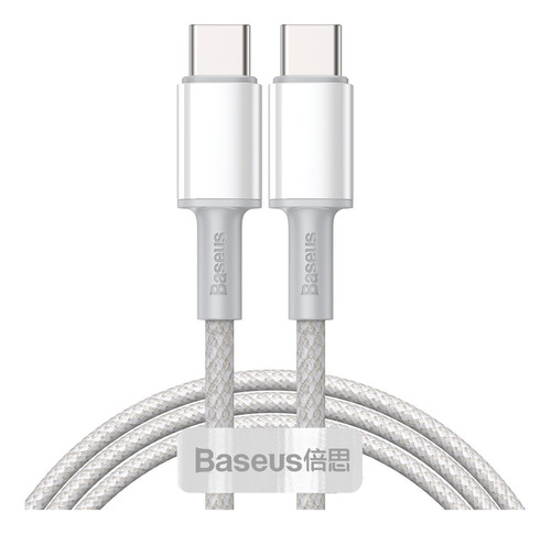 Cable rápido Baseus Turbo USB-C a Tipo-C de 1,2 metros y 100 W, color blanco