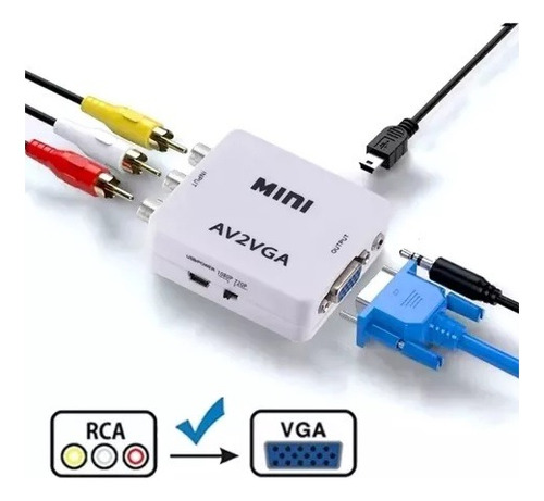 Adaptador Convertidor Entrada Rca A Salida Vga Audio Y Video