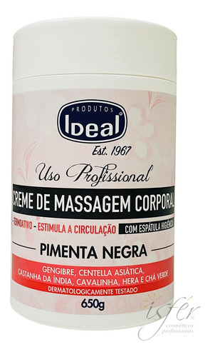 Imagem 4 de 8 de Ideal Creme De Massagem Corporal Pimenta Negra + Gel Redutor