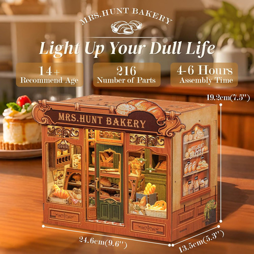 Diy Miniatura Casa De Muñecas Libro Corner Kit Con Luces Led