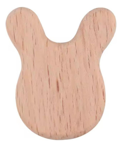 Dije Madera Natural Haya Portachupetes Pack X 10 Unid. Madera Pack Conejo