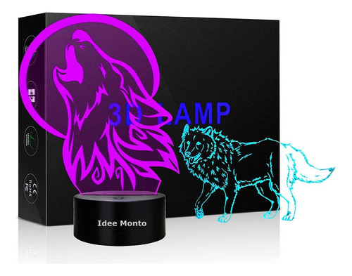 Idee Monto Lámparas Led 3d Con Diseño De Lobo, Luz Noctur.