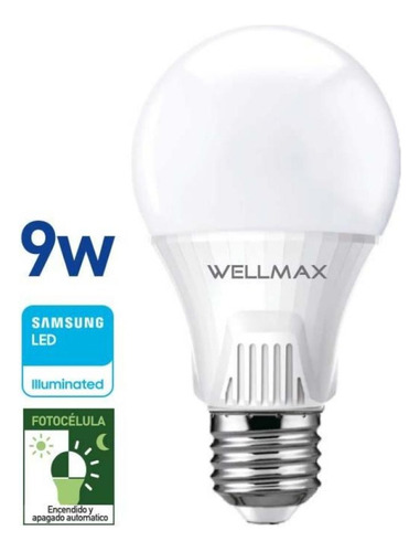 Lampara Foco Led Con Fotocelula 9 Watts - Tecnologia Samsung