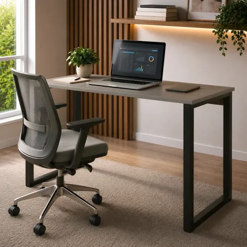 Mesa Escrivaninha Office Industrial 100x50cm Mdf Premium Aço Cinza