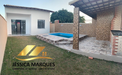 087-2 Casa 2 Quartos, Área Gourmet E Piscina Em Unamar - Cf