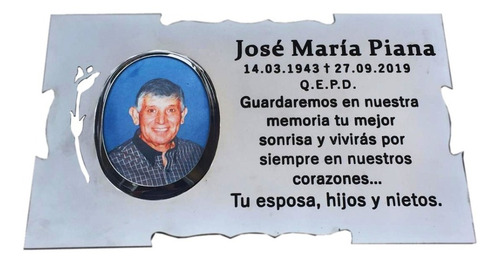 Imagen 6 de 8 de Placa Recordatoria Para Cementerio 25x15 + Foto + Jardinera.