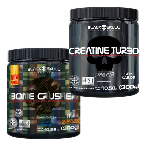 Suplementos Creatina + Pré Treino 300g Black Skull Sabor Uva Sabor Pré Treino Uva