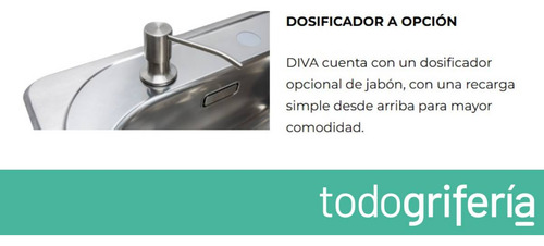 Pileta Cocina Simple Acero Diva H55 55x41,5x21 Con Orificio