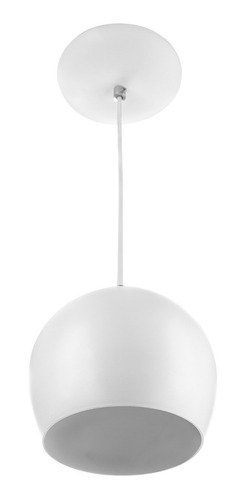 Lustre Pendente Bola Pequena De Alumínio 15cm Soquete E-27 Estrutura Branco