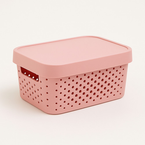 Kit Com 3 Caixas Organizadora Rosa 4,5l Para Guardar Objetos