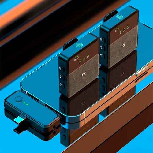 Micrófono Inalámbrico Lavalier Dual Para iPhone Y Tipo C