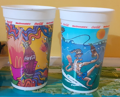 2 Vasos De Coca Cola - Mc Donalds - Años '90 - Plasticos