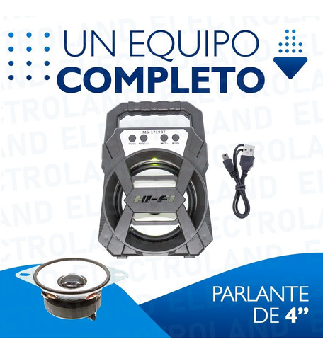 Parlante Bluetooth Portátil Luz Led Multimedia 8w Recargable