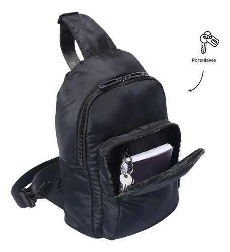 Totto Bolsa De Dama - Mujer Crossbody Ajustable Logar2.0241 Acabado De Los Herrajes Metalicos Color Negro Correa De Hombro Negro Diseño De La Tela Lisa Negro Lisa Metalicos Negro