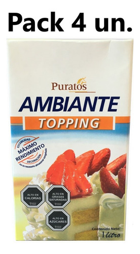 Pack 4 Un. Crema Vegetal Puratos Ambiante 1 Lt. (vegana)