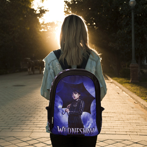Mochila Infantil Escolar Grande Wandinha Adams Crianças