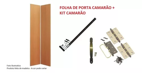 Kit Trilho Para Porta Camarão Completo (trilho, puxador, fecho e dobradiça)  Cromado - Fabio Ferragens - Ferragem para Porta - Magazine Luiza