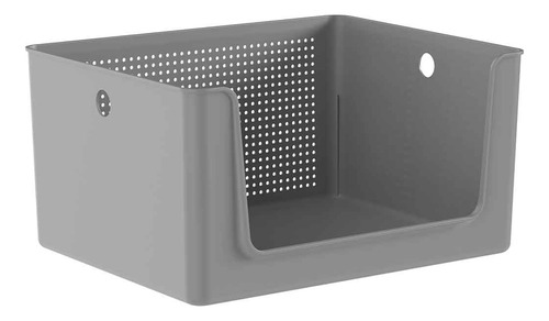 Cesto Organizador Flow Com Abertura Frontal Chumbo 16l