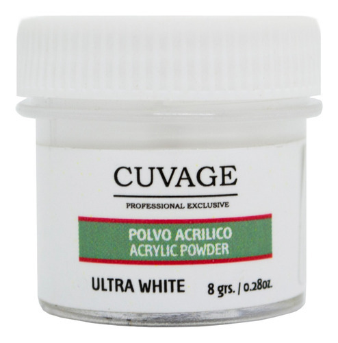 Cuvage Polvo Acrílico Polímero Pigmentado Color Uñas X1 Color Ultra White 8grs