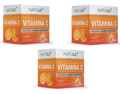 Vitamina C Natuliv Pack X3 Sin Azucar 45 Sobres X 2,3g Ena