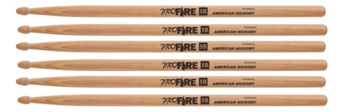 Kit 3 Baqueta Bateria 5b Hickory Ponta Madeira 197 Pro Fire