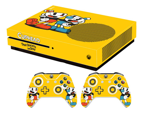 Skin Xbox One S Cuphead Mugman Para Consola 2 Mandos