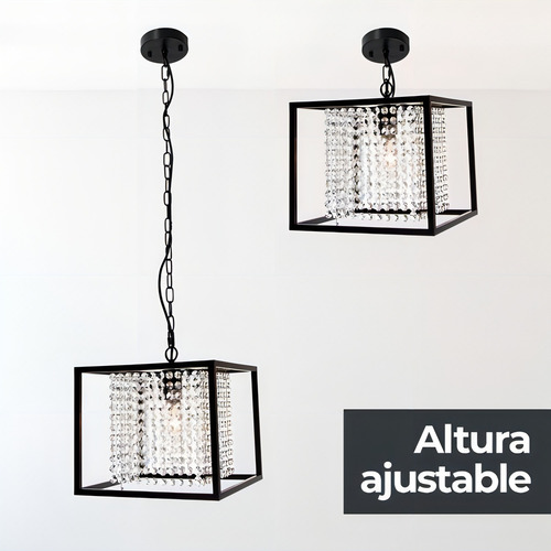 Lámpara Colgante Cubo Cristal Negro 40w E27 1 Luz Lumimexico 21922-2